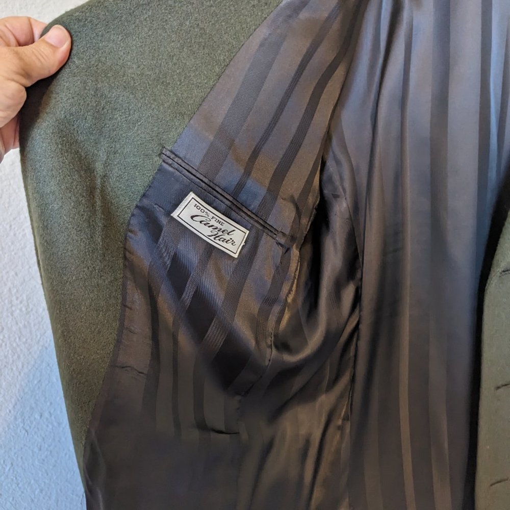 100% CAMEL HAIR | Vintage Pierre Cardin Sports Coat | 46L | HUNTER GREEN | EVC - Picture 9 of 13